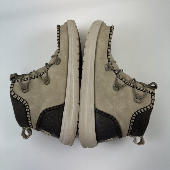 Hey Dude Eloise Ankle Boot Pull On Lace Up Recycled Leather Oak Moc Toe Womens 9 - Picture 8 of 12